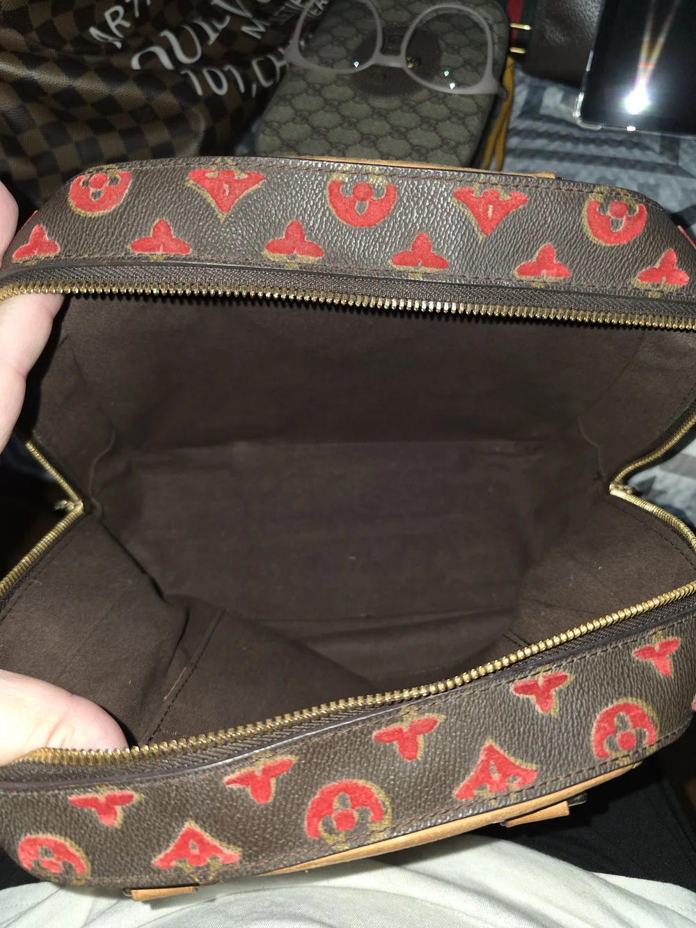 Limited Edition Louis Vuitton Rouge Monogram Tuffetage Deauville Cube Bag